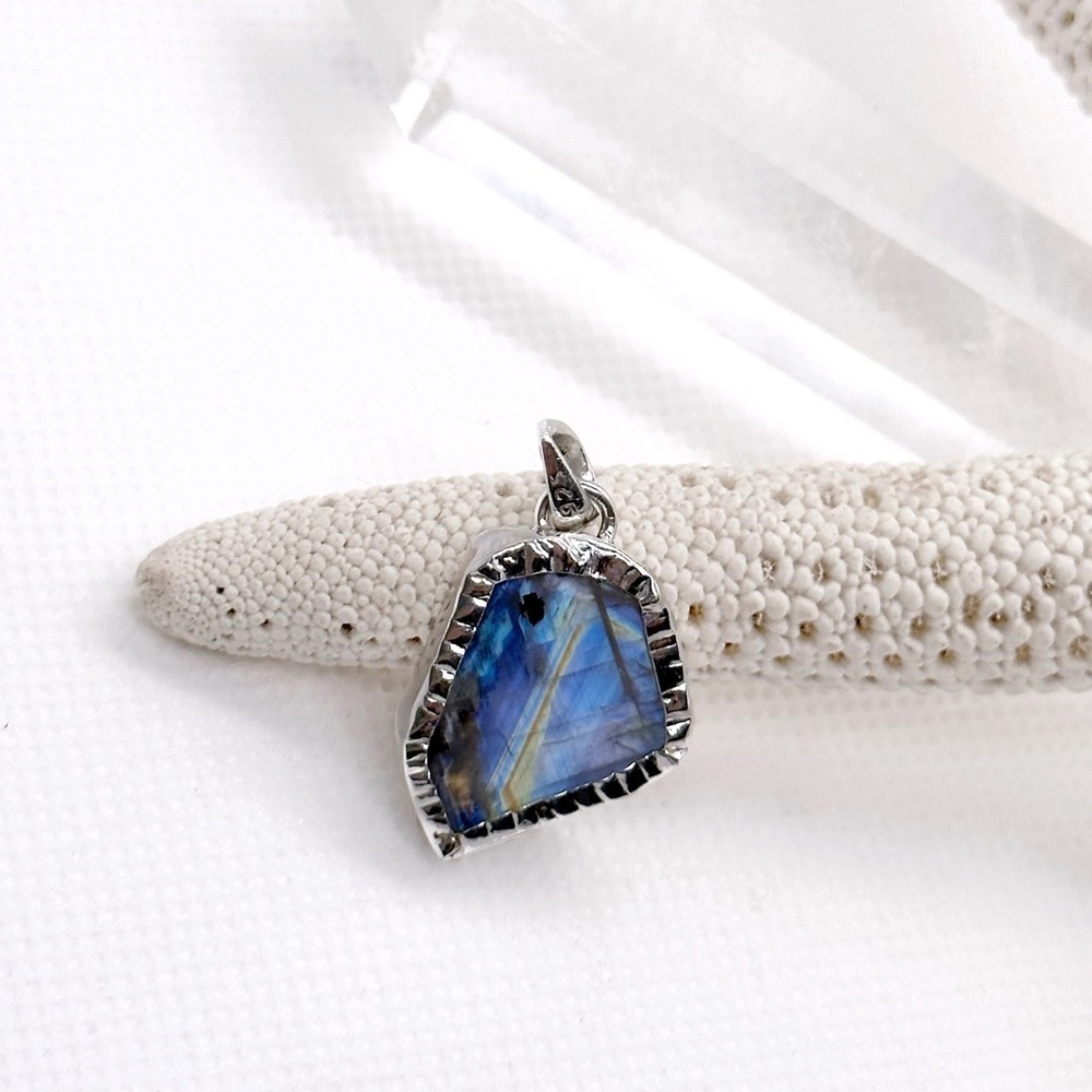 SUPER Flashy Raw Rainbow Moonstone & Natural Black Tourmaline Crystal Necklace - Picture 2 of 5